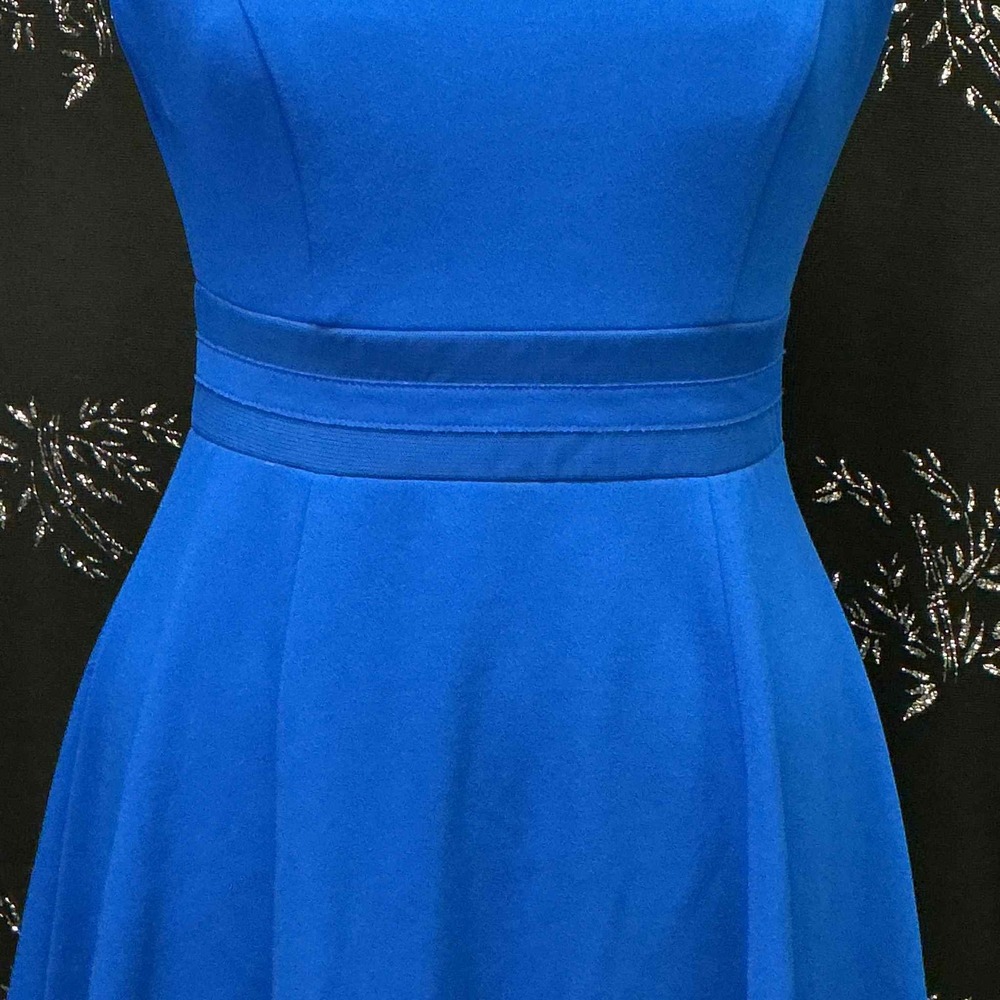 Calvin Klein Womens Royal‎ Blue Sleeveless Mesh Hem Fit and Flare Dress Size 4 - Picture 3 of 4